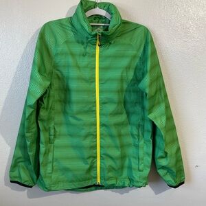 Killtec Packable Rain Jacket Green Lightweight Windbreaker Hood Outdoor Sz 16